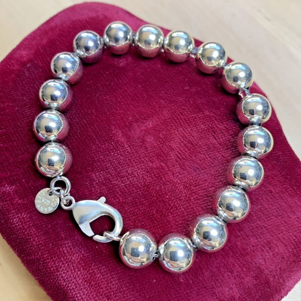 Tiffany & Co. HardWear Ball Bracelet 925 Sterling Silver 10mm Lobster Clasp 7"